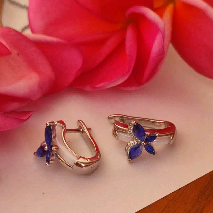 Blue Butterfly Silver Earrings 